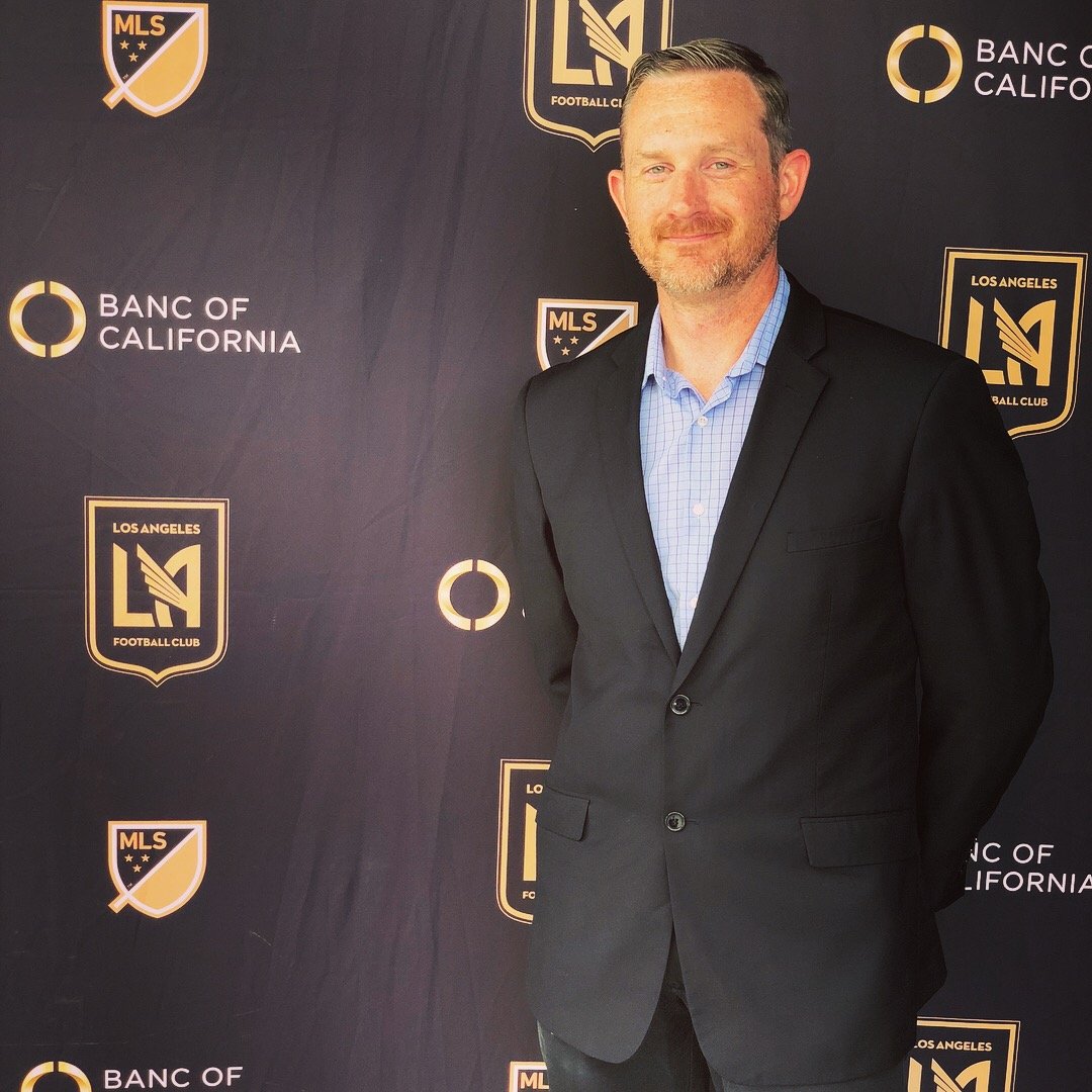 Brian at the ribbon cutting for the Banc of California Stadium