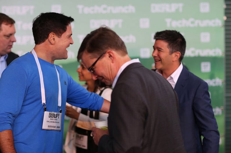 Mark Cuban and Travis Kalinack at TechCrunch Disrupt 