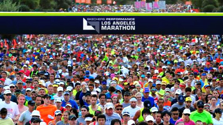 LA marathon starting line Murphy Reinschreiber Conqur Enduarance Group
